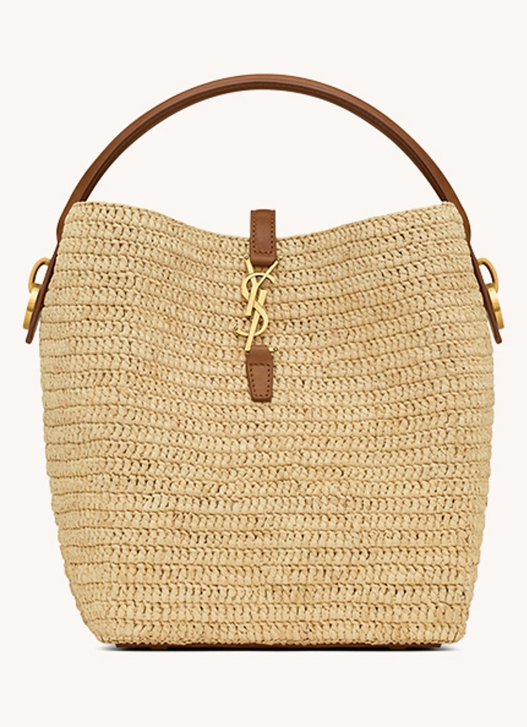Saint Laurent Dames Le 37 handtas van raffia in de kleur Naturel