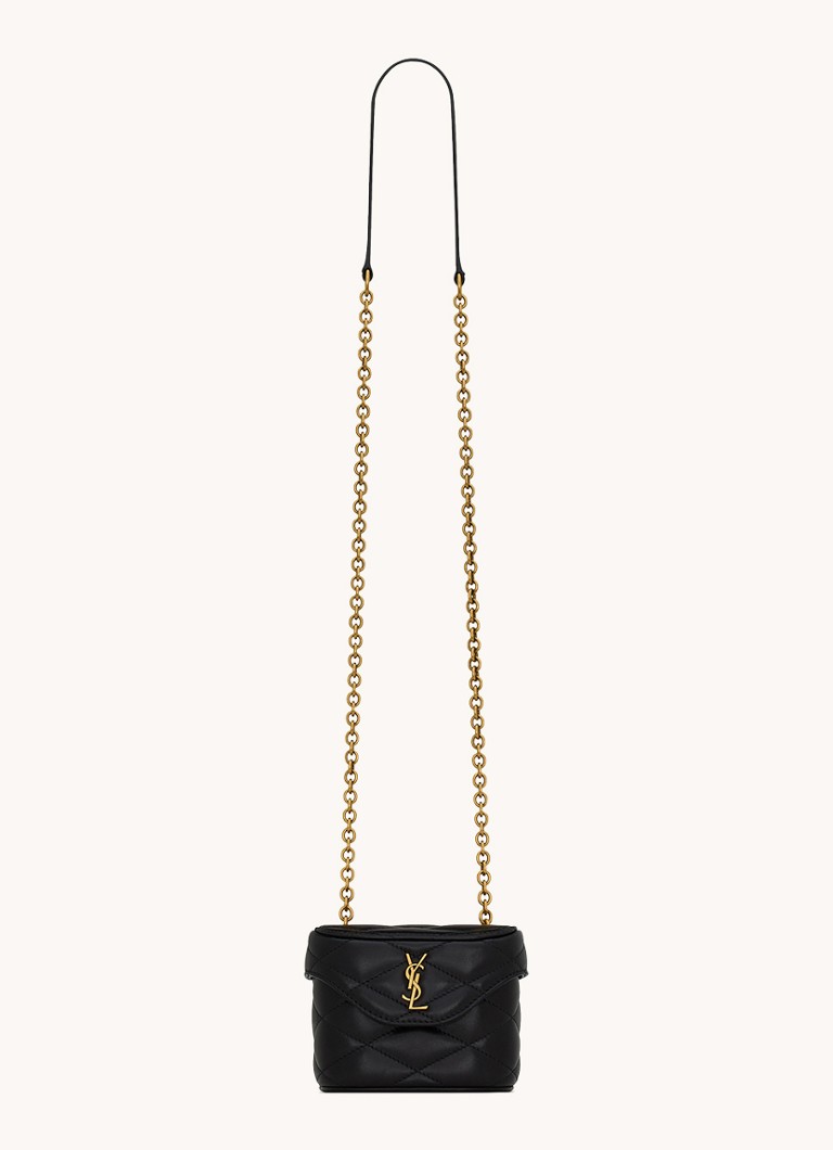 Saint Laurent Dames June Micro crossbodytas van quilted lamsleer in de kleur Zwart