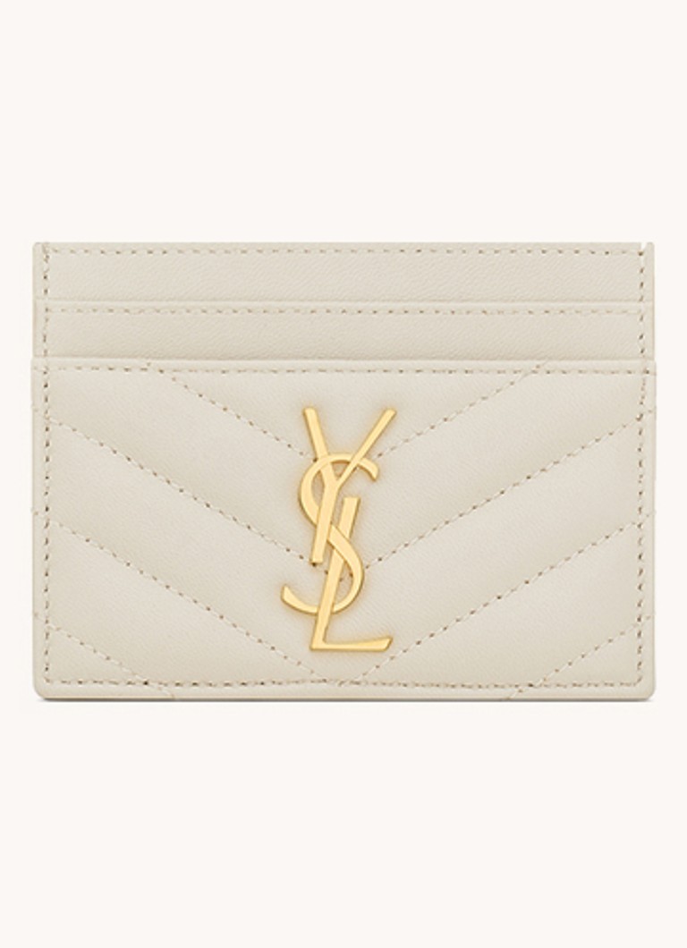 Saint Laurent Dames Cassandre Matelassé pasjeshouder van quilted lamsleer in de kleur Wit