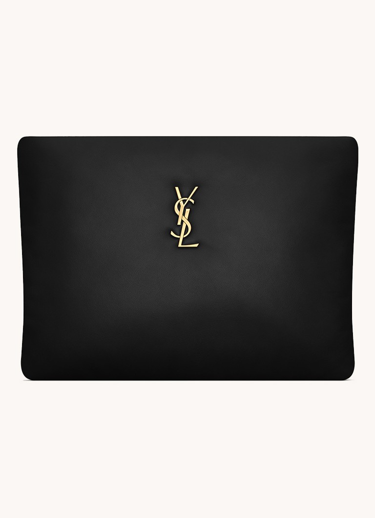 Saint Laurent Dames Calypso Large clutch van lamsleer in de kleur Zwart