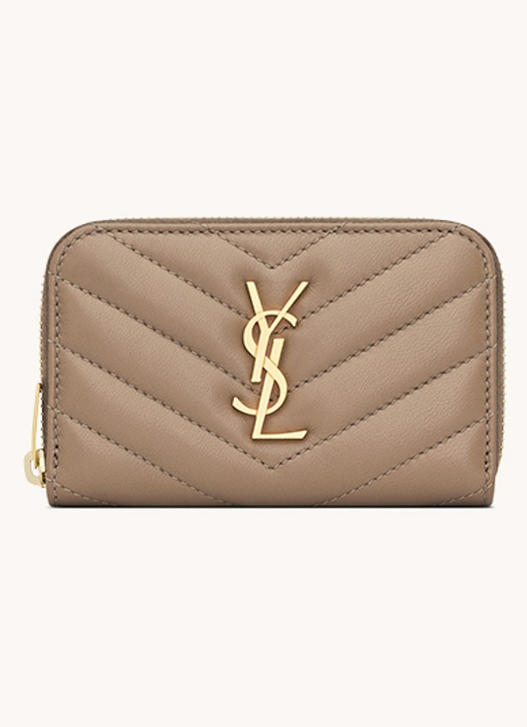 Saint Laurent Dames Cassandre Matelassé portemonnee van quilted lamsleer in de kleur Zand