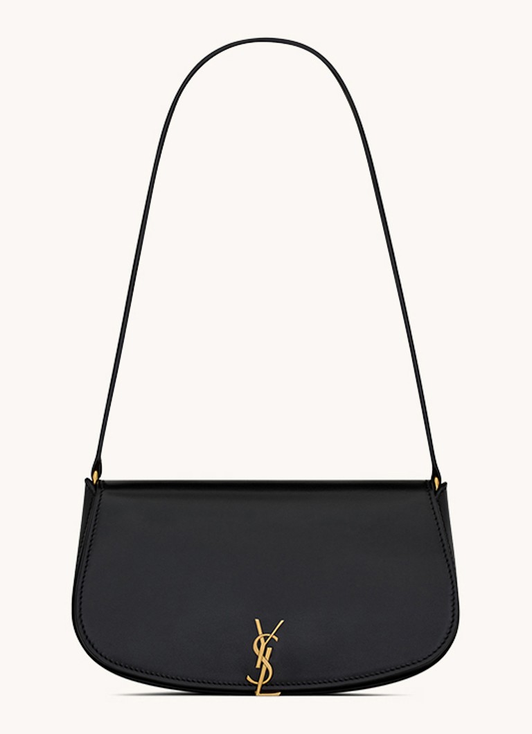 Saint Laurent Dames Voltaire Mini schoudertas van kalfsleer in de kleur Zwart