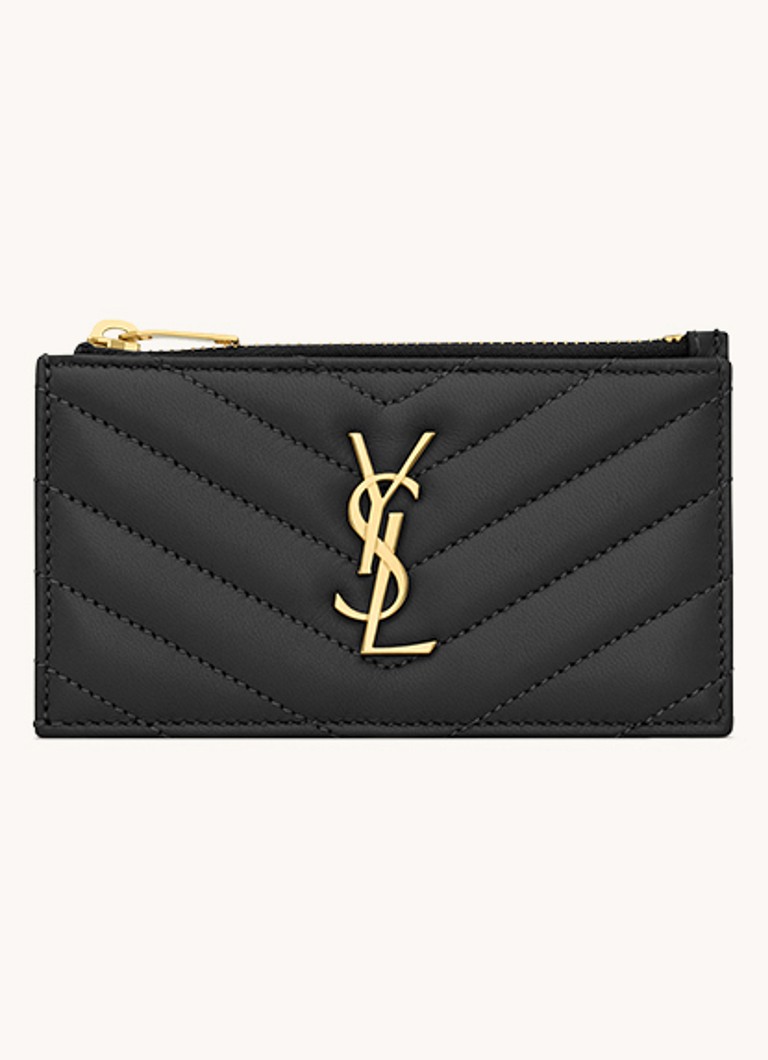 Saint Laurent Dames Cassandre Matelassé pasjeshouder van quilted lamsleer in de kleur Zwart