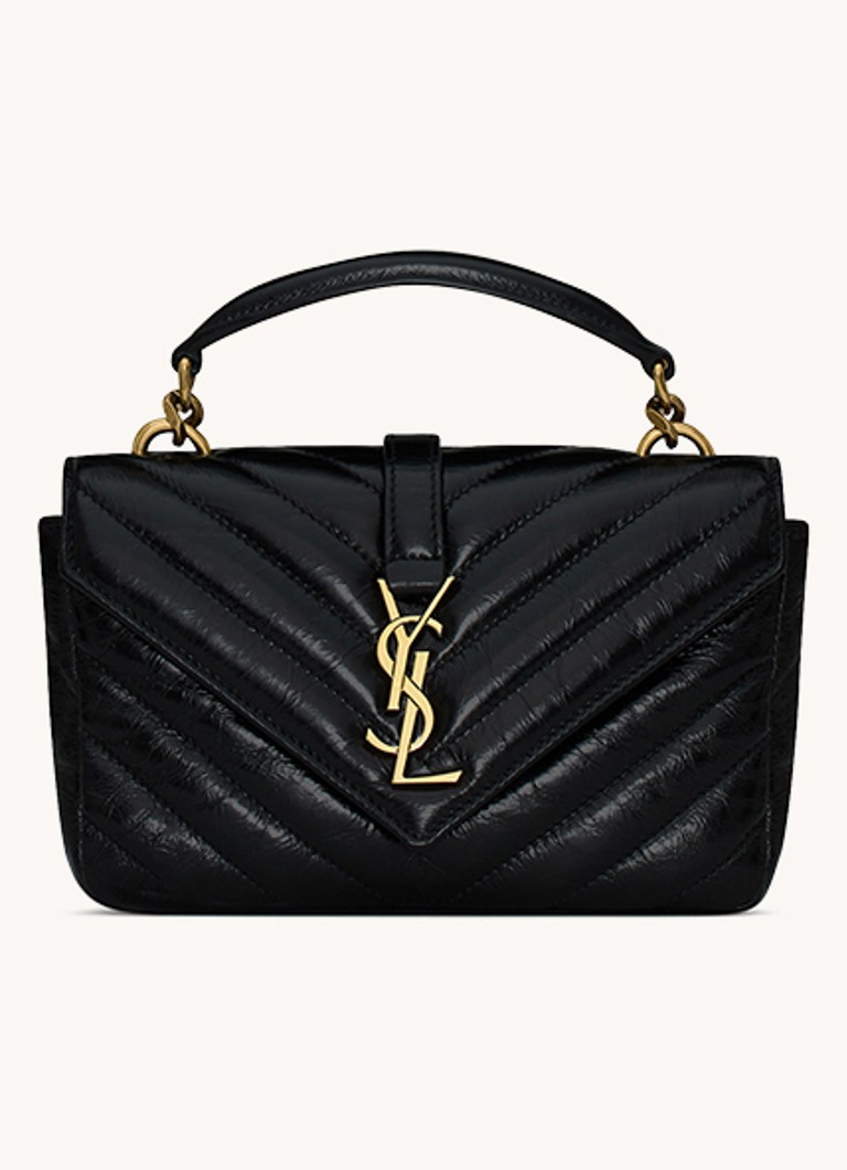 Saint Laurent Dames College Mini handtas van kalfsleer in de kleur Zwart