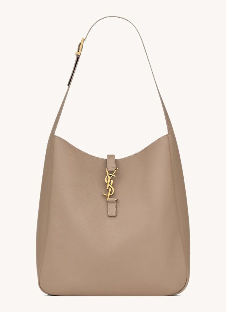 Saint Laurent Dames Le 5 À 7 Large schoudertas van kalfsleer in de kleur Donkerbeige