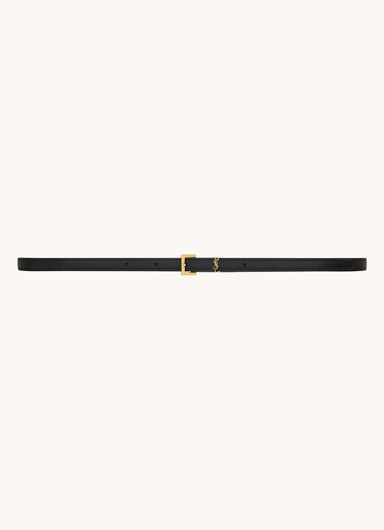 Saint Laurent Dames Cassandre riem van kalfsleer in de kleur Zwart