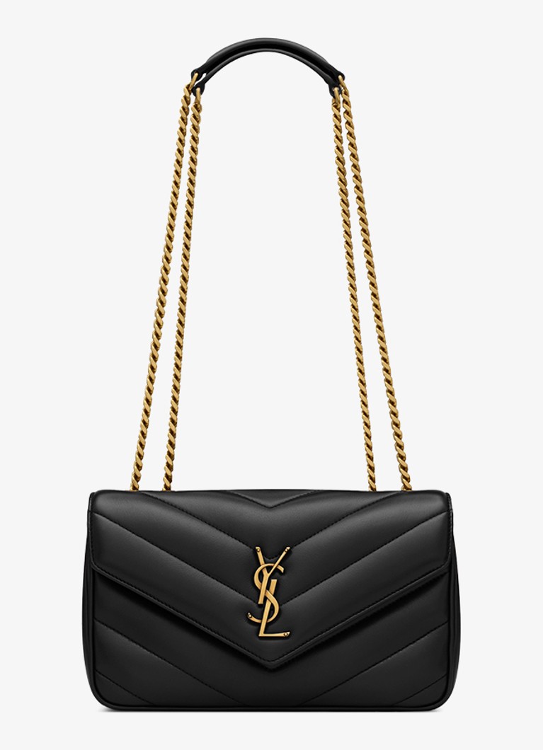 Saint Laurent Dames Loulou Small schoudertas van lamsleer in de kleur Zwart