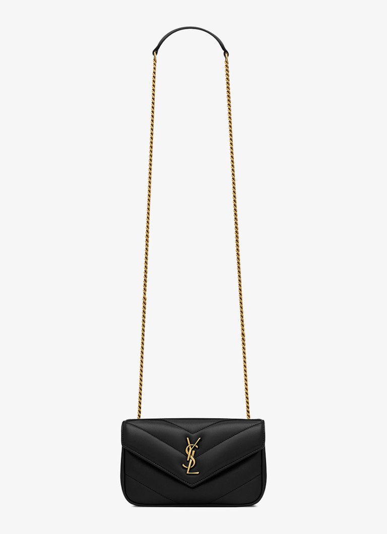 Saint Laurent Dames Loulou Mini crossbodytas van lamsleer in de kleur Zwart