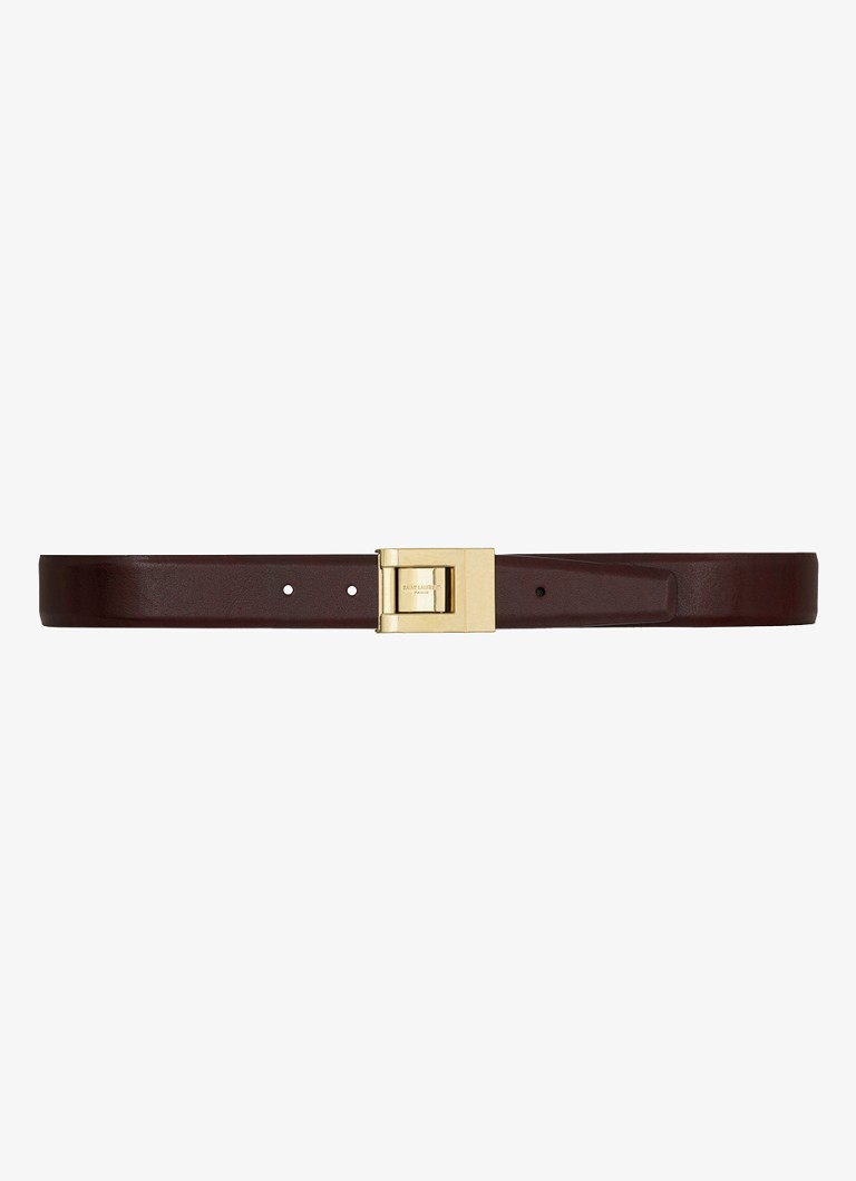 Saint Laurent Dames La 76 riem van kalfsleer in de kleur Bordeauxrood