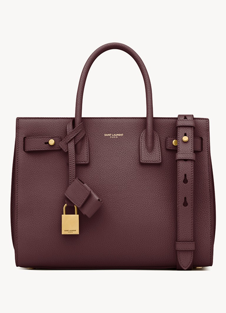 Saint Laurent Dames Sac De Jour Baby handtas van kalfsleer in de kleur Bordeauxrood