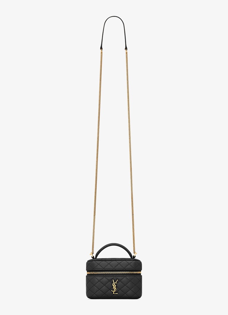 Saint Laurent Dames Gaby Vanity Micro handtas van lamsleer in de kleur Zwart