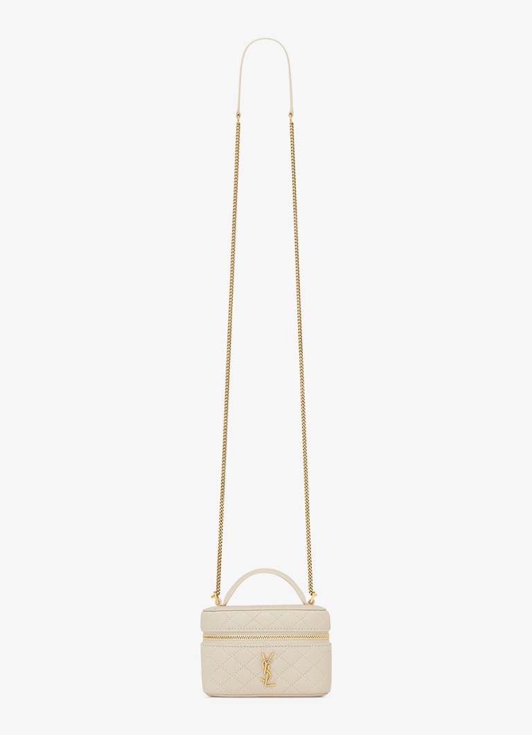 Saint Laurent Dames Gaby Vanity Micro handtas van lamsleer in de kleur Gebroken wit