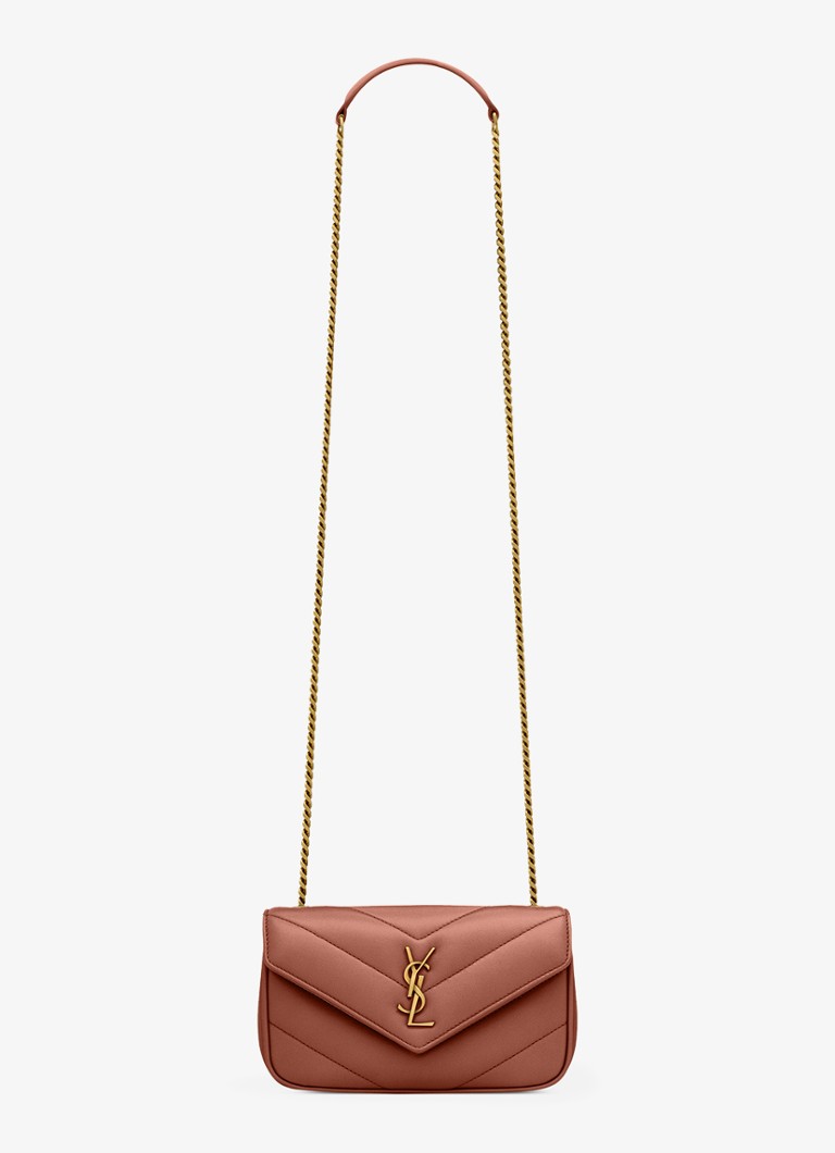 Saint Laurent Dames Loulou Mini crossbodytas van lamsleer in de kleur Roestbruin