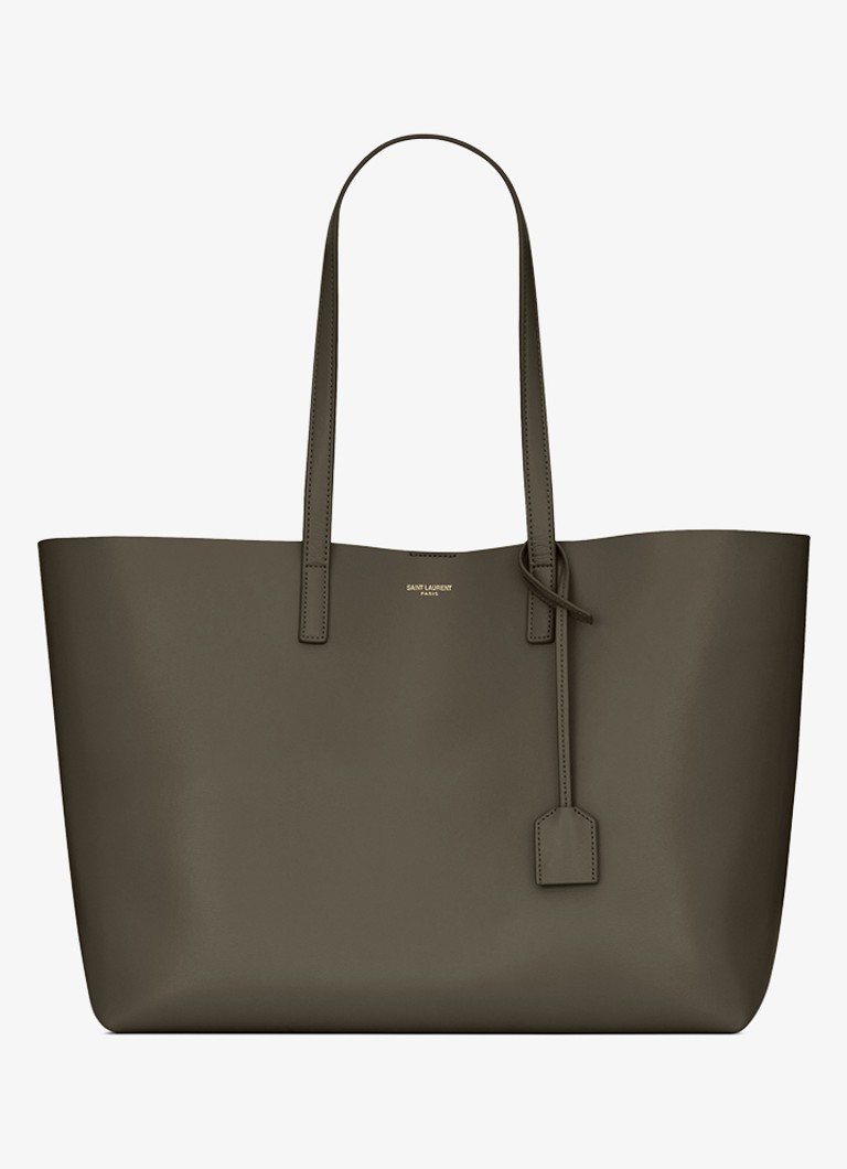 Saint Laurent Dames East/West shopper van kalfsleer in de kleur Donkergrijs