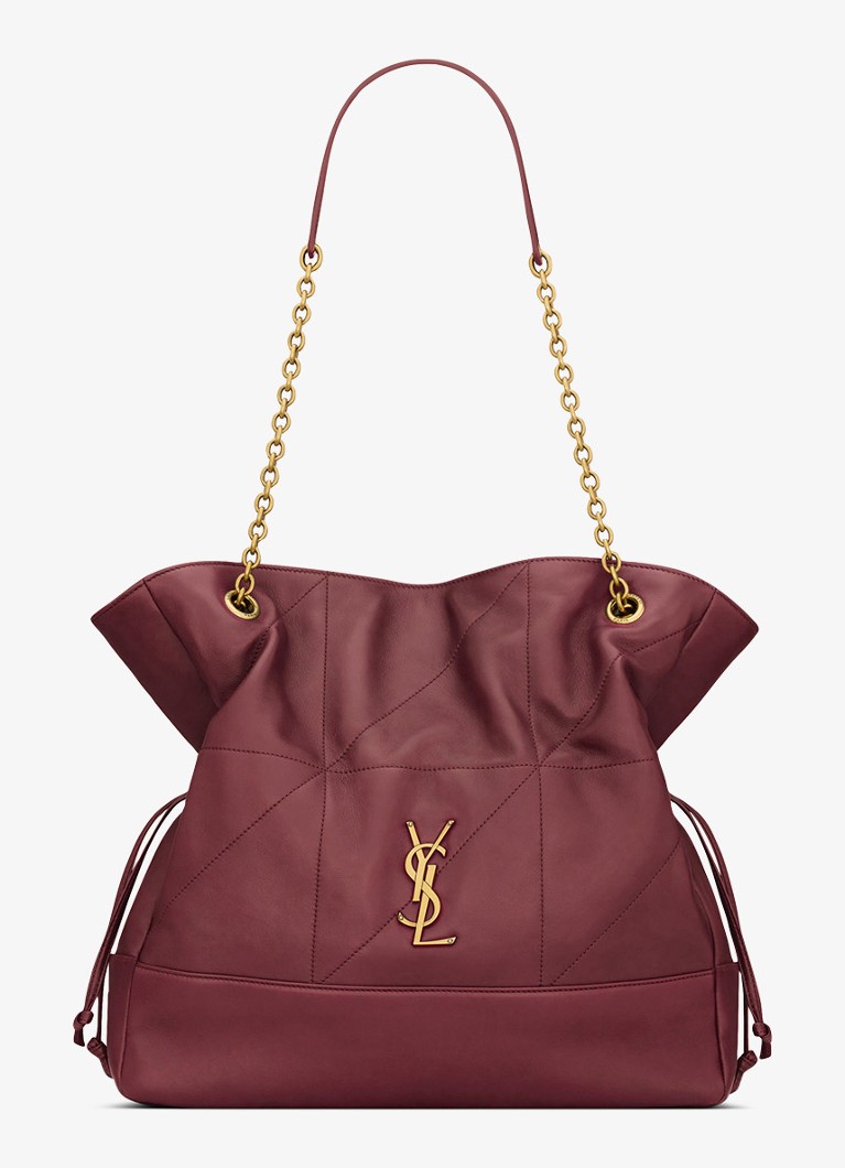 Saint Laurent Dames Jamie shopper van lamsleer in de kleur Bordeauxrood