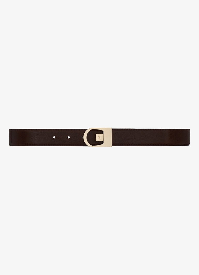 Saint Laurent Dames Reversible riem van kalfsleer in de kleur Zwart