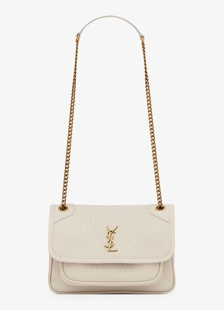 Saint Laurent Dames Niki Mini schoudertas van lamsleer in de kleur Gebroken wit