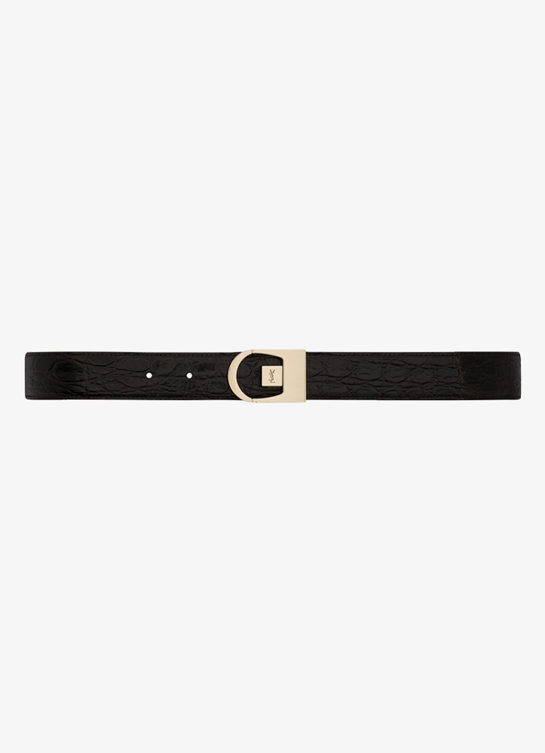 Saint Laurent Dames Reversible riem van kalfsleer in de kleur Zwart