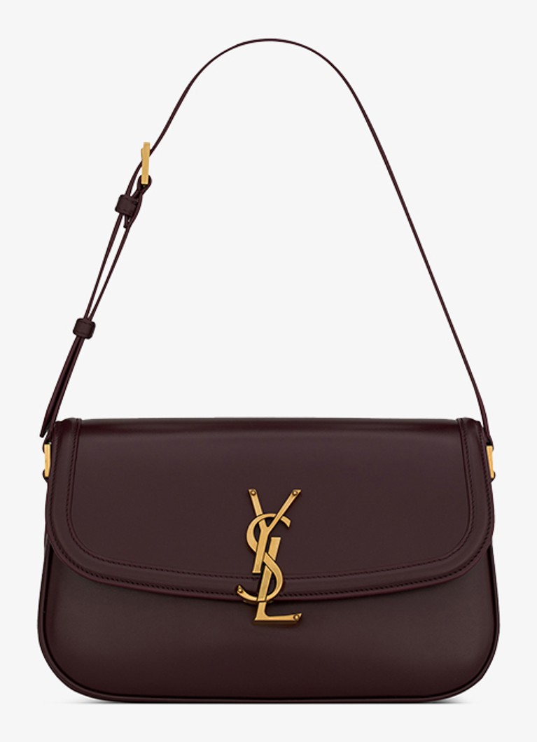 Saint Laurent Dames Solferino Medium schoudertas van lamsleer in de kleur Bordeauxrood