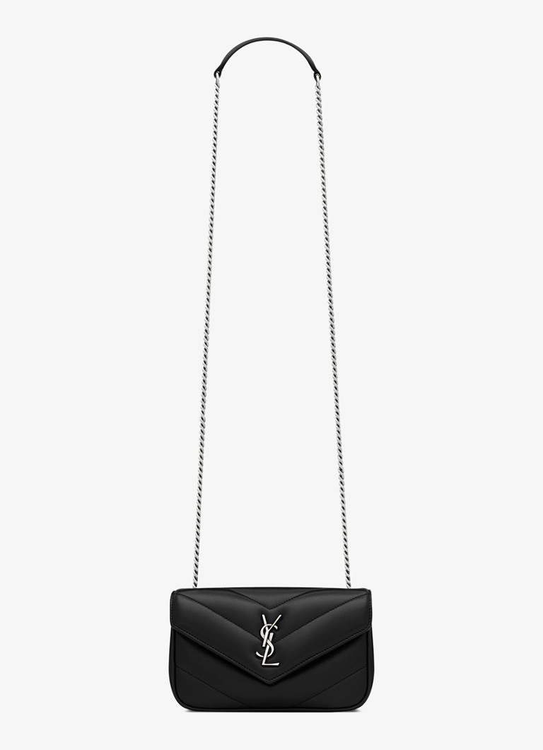 Saint Laurent Dames Loulou Mini crossbodytas van quilted lamsleer in de kleur Zwart