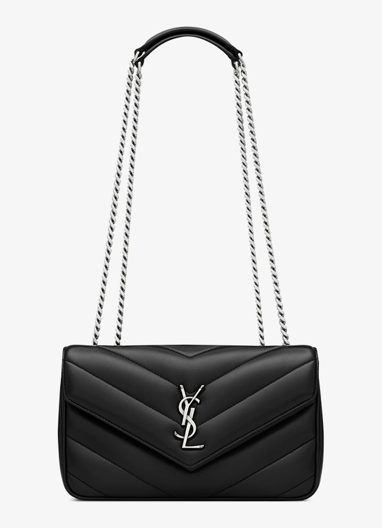 Saint Laurent Dames Loulou Small schoudertas van quilted lamsleer in de kleur Zwart