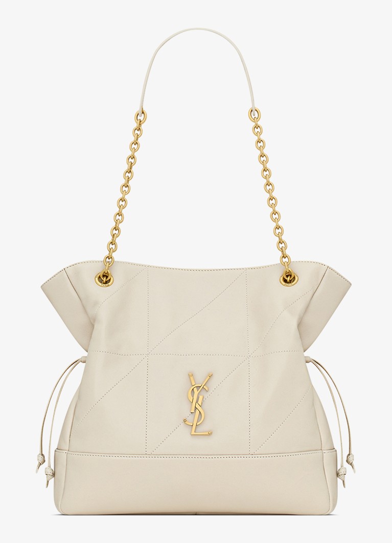 Saint Laurent Dames Jamie Small shopper van lamsleer in de kleur Gebroken wit