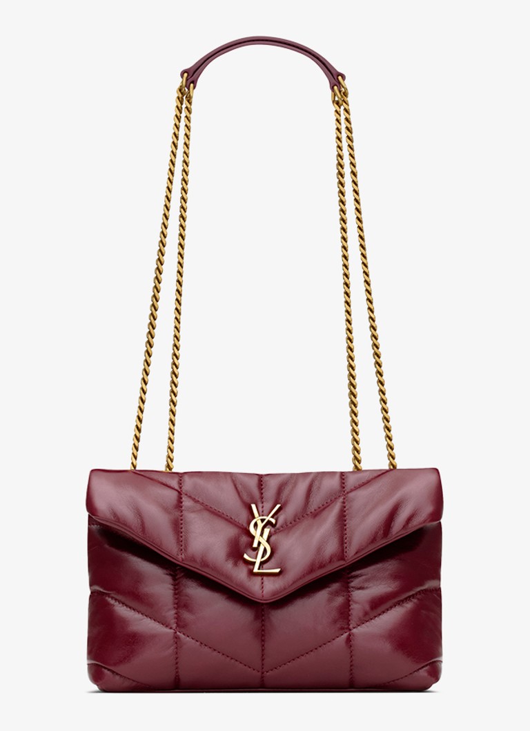 Saint Laurent Dames Toy Puffer schoudertas van kalfsleer in de kleur Bordeauxrood