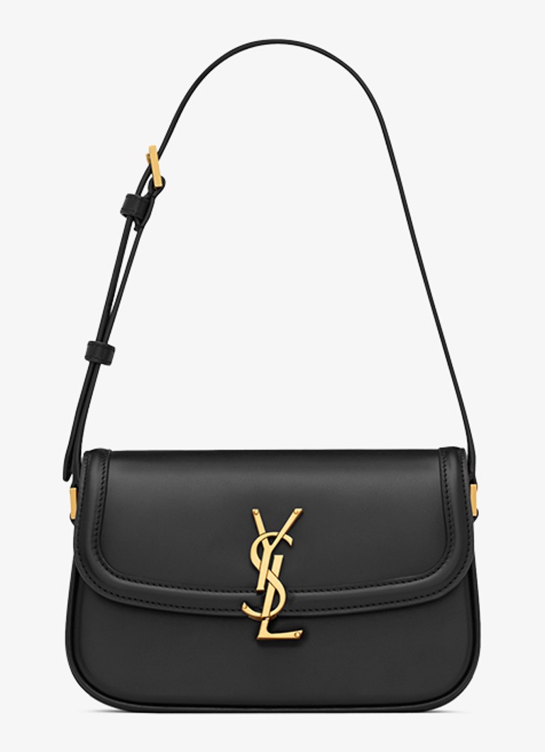 Saint Laurent Dames Solferino Mini schoudertas van kalfsleer in de kleur Zwart