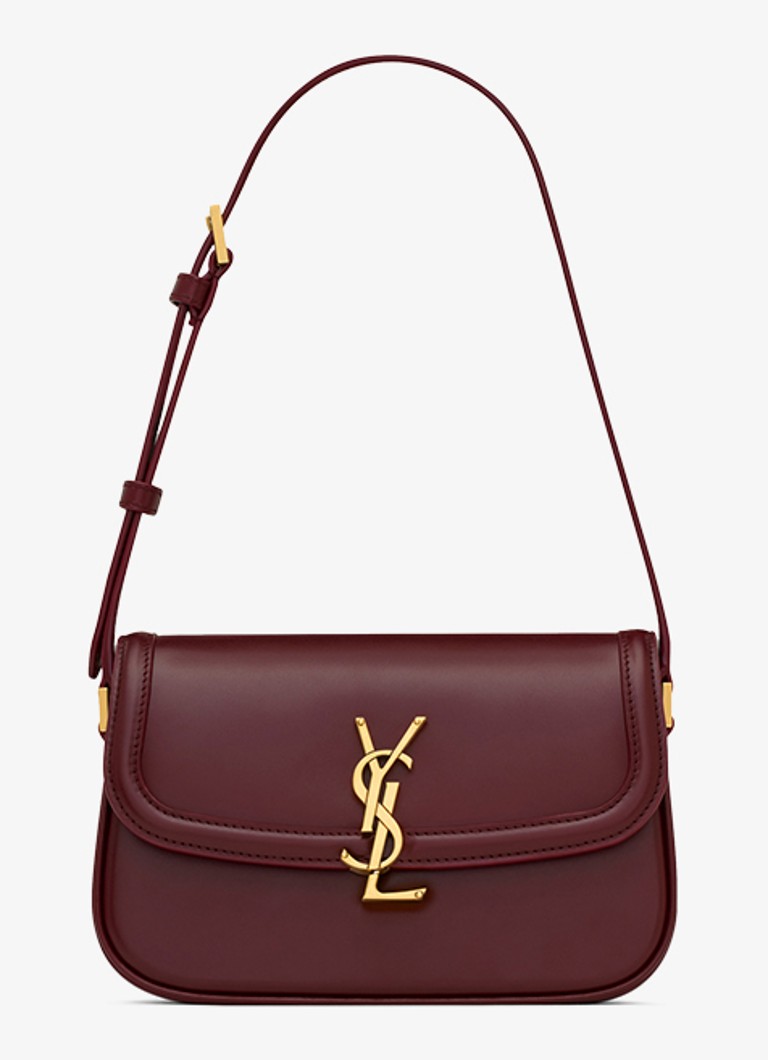Saint Laurent Dames Solferino Mini schoudertas van kalfsleer in de kleur Bordeauxrood