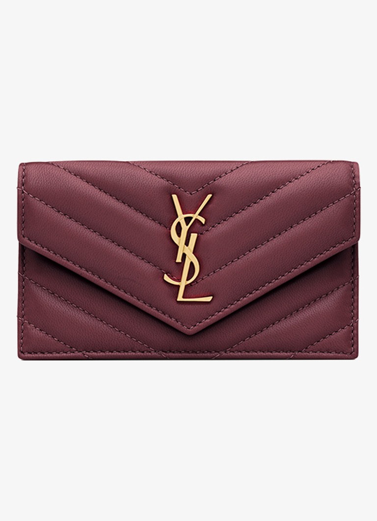 Saint Laurent Dames Cassandre portemonnee van lamsleer in de kleur Bordeauxrood