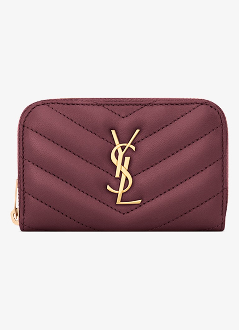 Saint Laurent Dames Cassandre portemonnee van lamsleer in de kleur Bordeauxrood