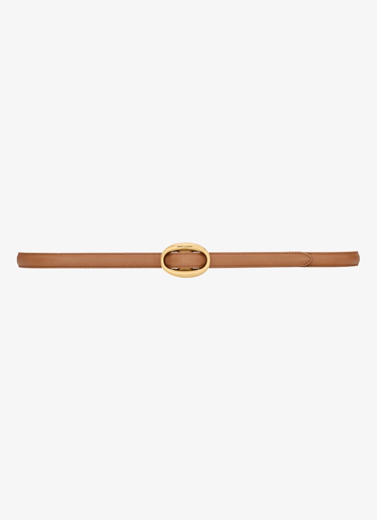 Saint Laurent Dames Boucle Oval riem van kalfsleer in de kleur Camel