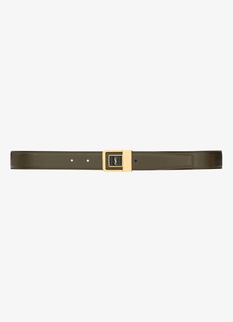 Saint Laurent Dames Boucle La 66 riem van kalfsleer in de kleur Legergroen