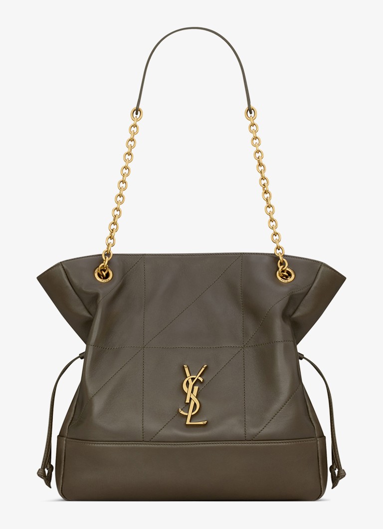 Saint Laurent Dames Jamie Small shopper van lamsleer in de kleur Donkergroen