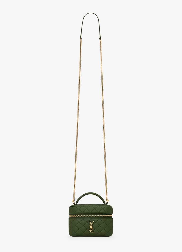 Saint Laurent Dames Gaby Vanity Micro handtas van lamsleer in de kleur Groen