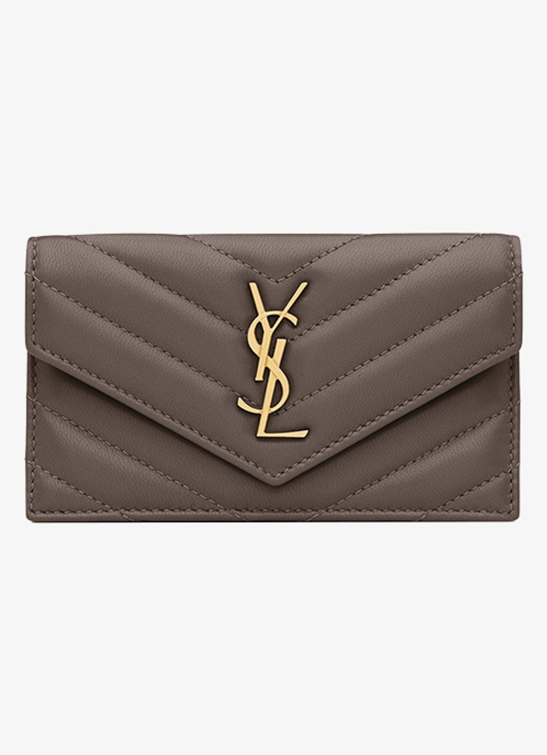Saint Laurent Dames Cassandre Fragments portemonnee van lamsleer in de kleur Taupe