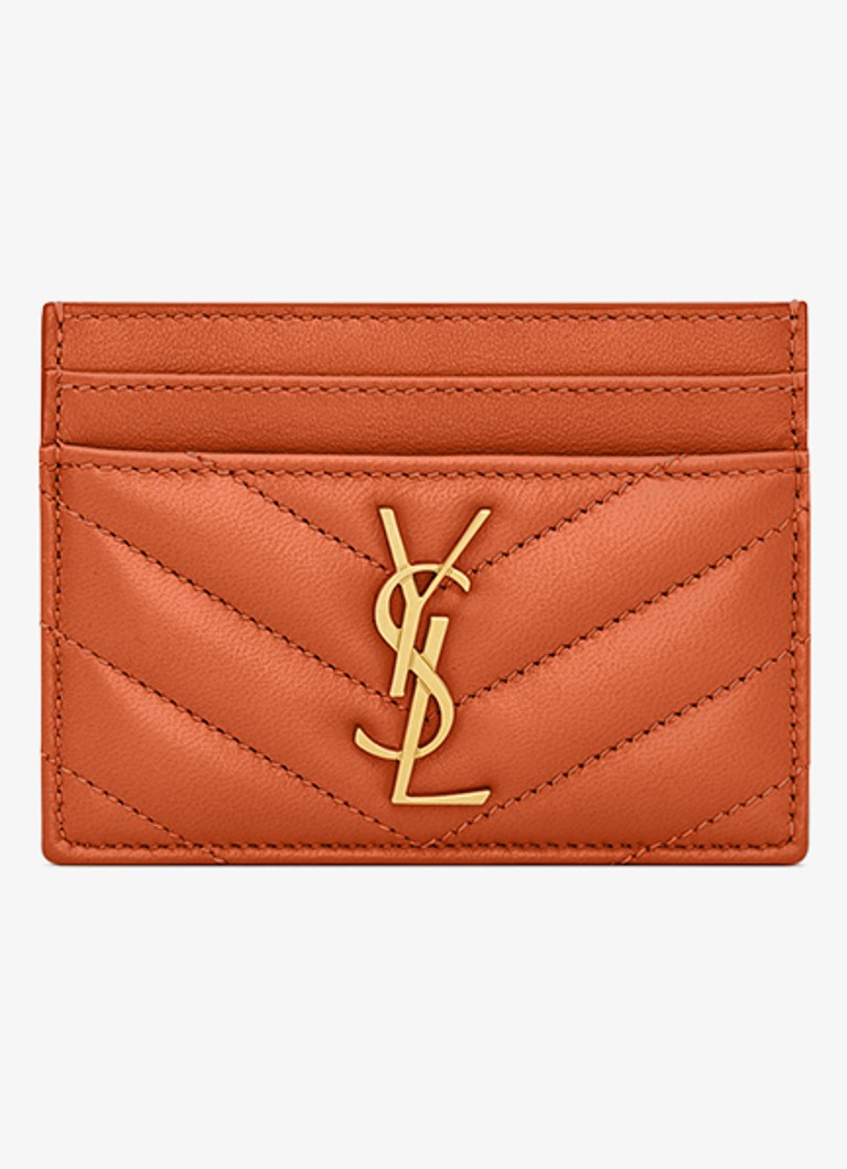 Saint Laurent Dames Cassandre pasjeshouder van lamsleer in de kleur Oranje