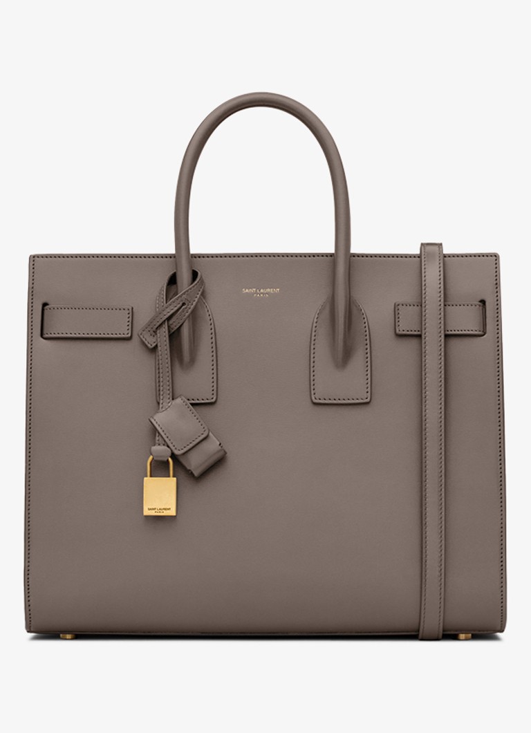Saint Laurent Dames Sac De Jour Small handtas van kalfsleer in de kleur Grijs