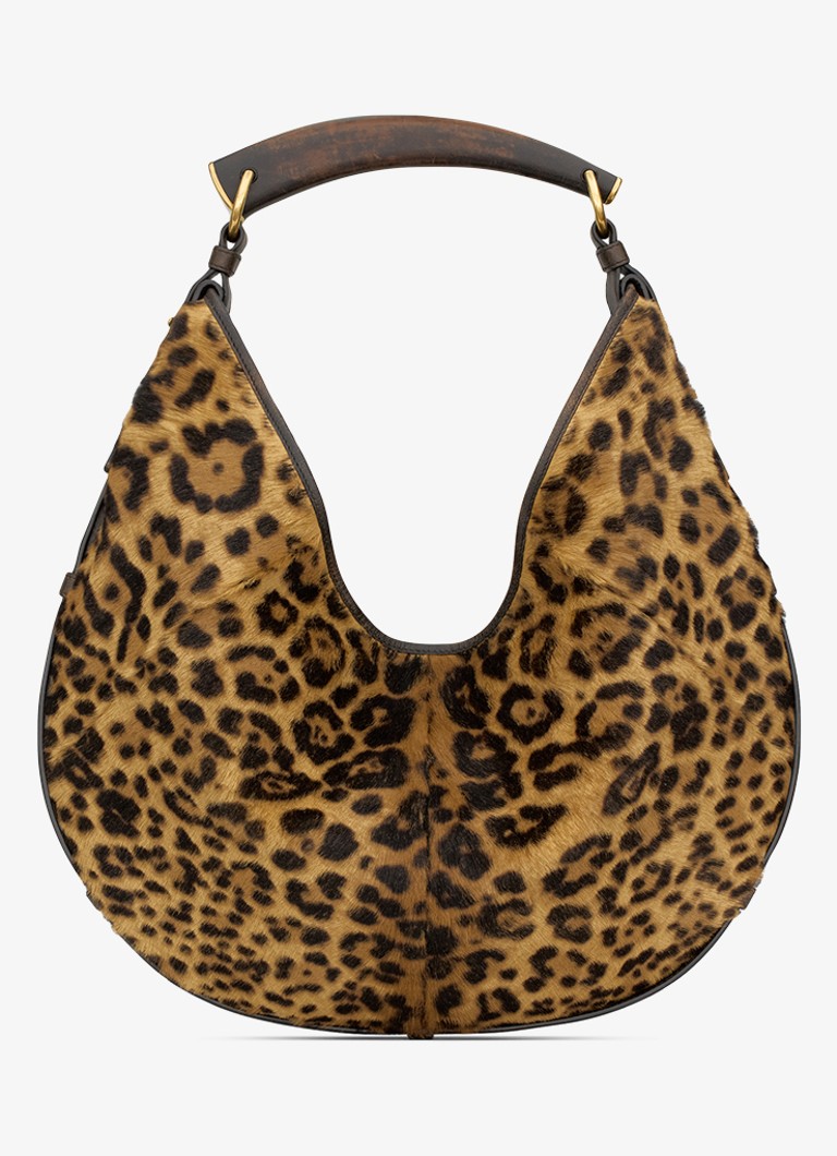 Saint Laurent Dames Mombasa Medium schoudertas van kalfsleer met ponyhair in de kleur Bruin