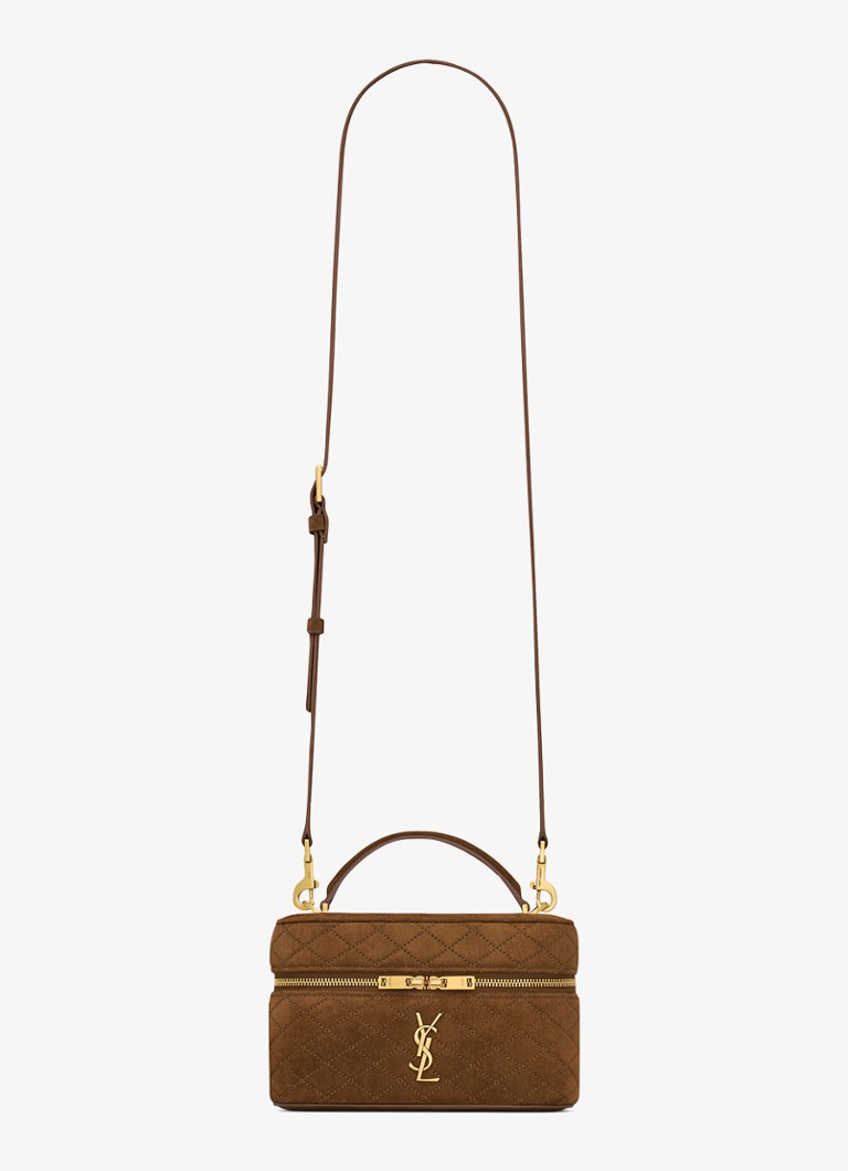 Saint Laurent Dames Gaby Vanity handtas van kalfssuède in de kleur Bruin