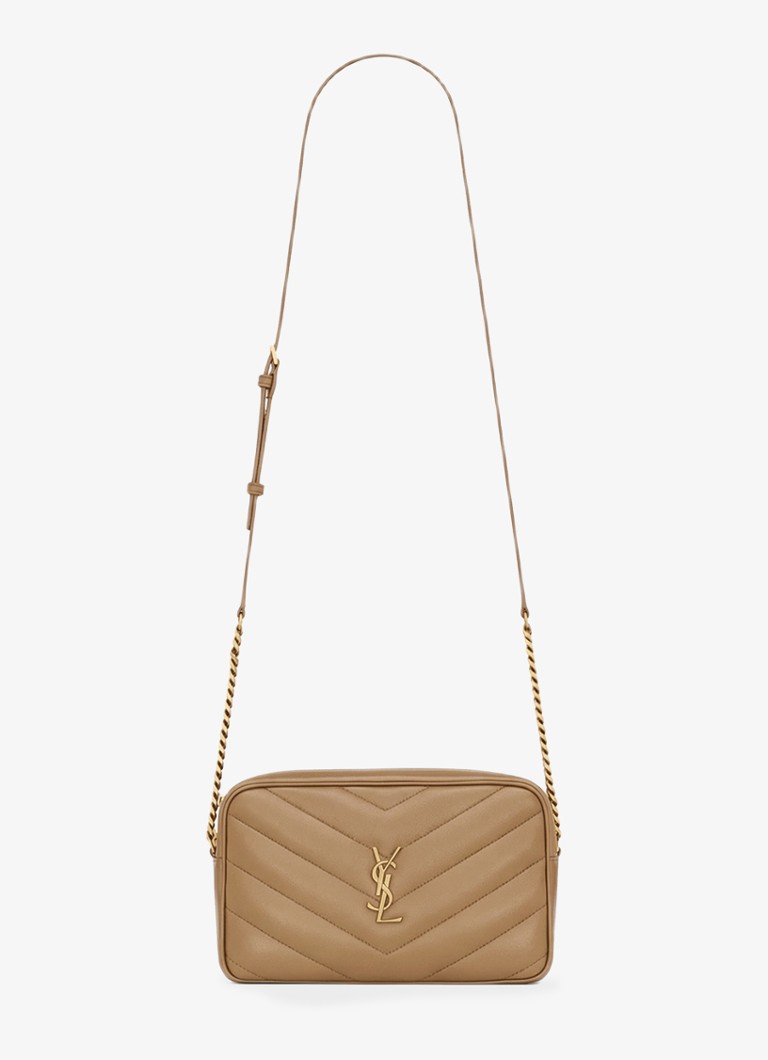 Saint Laurent Dames Loulou crossbodytas van lamsleer in de kleur Beige