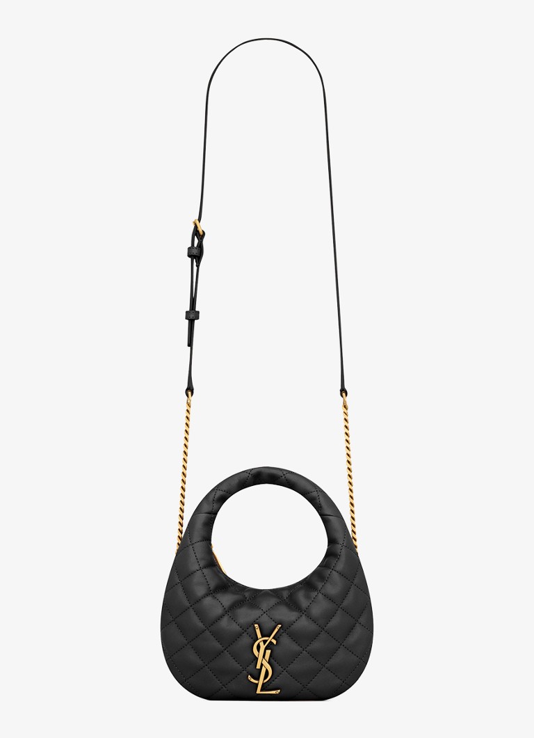 Saint Laurent Dames Icarino Mini handtas van lamsleer in de kleur Zwart