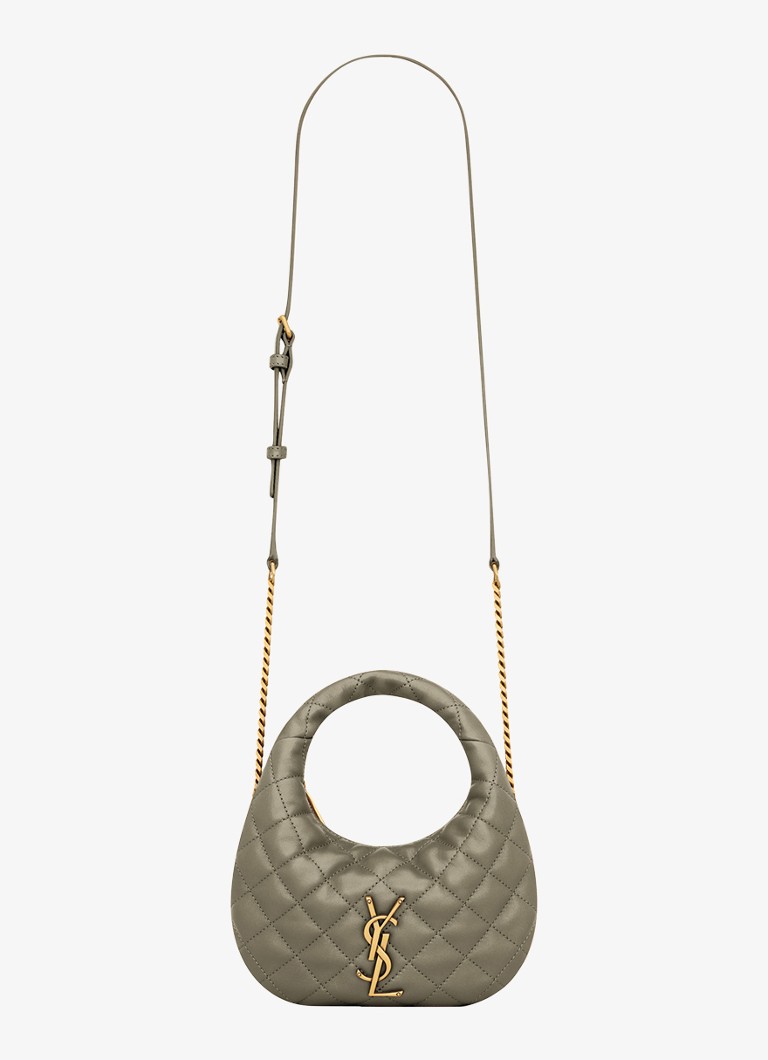 Saint Laurent Dames Icarino Mini handtas van lamsleer in de kleur Olijfgroen