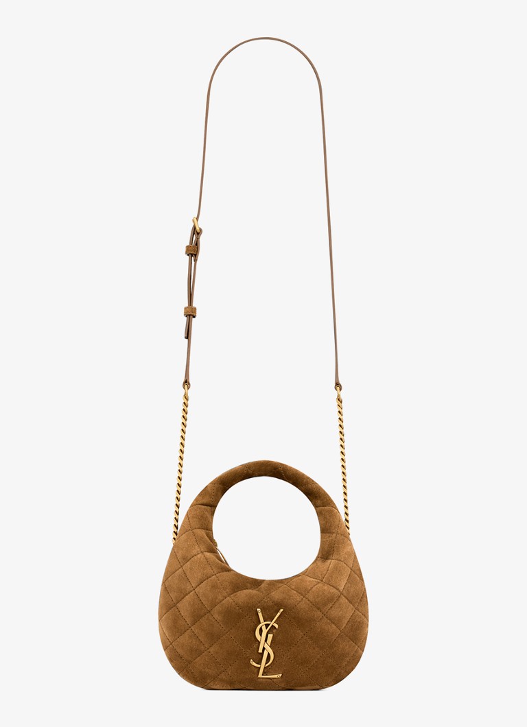 Saint Laurent Dames Icarino Mini handtas van kalfssuède in de kleur Bruin
