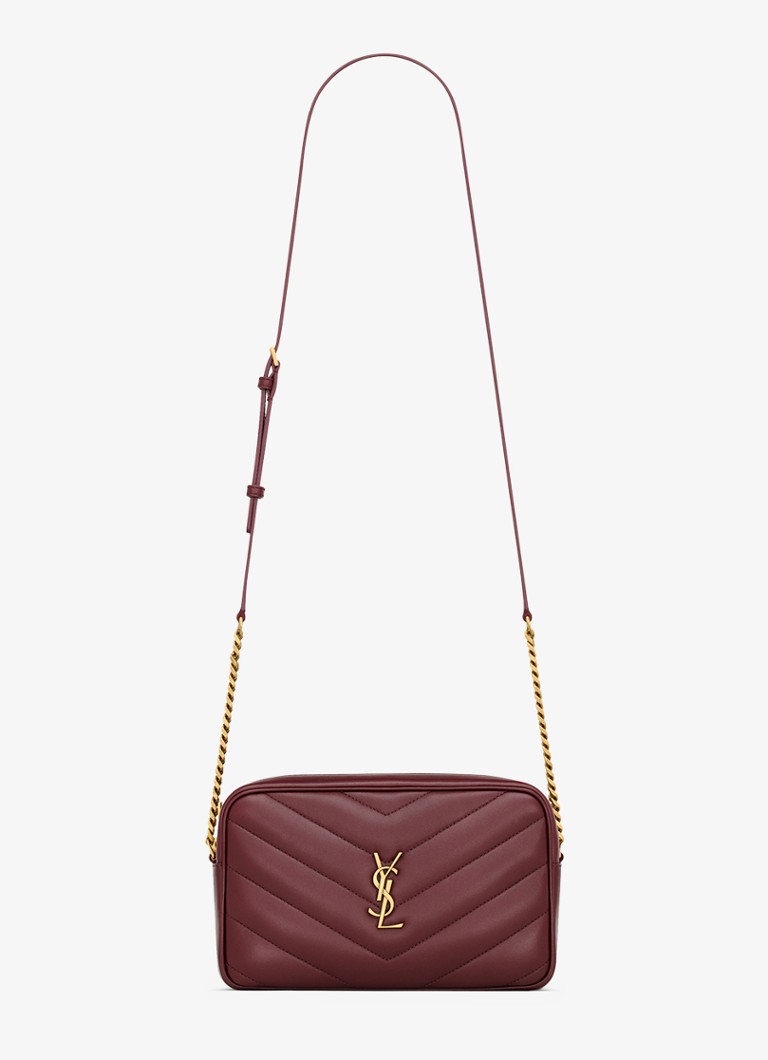 Saint Laurent Dames Loulou crossbodytas van lamsleer in de kleur Donkerrood