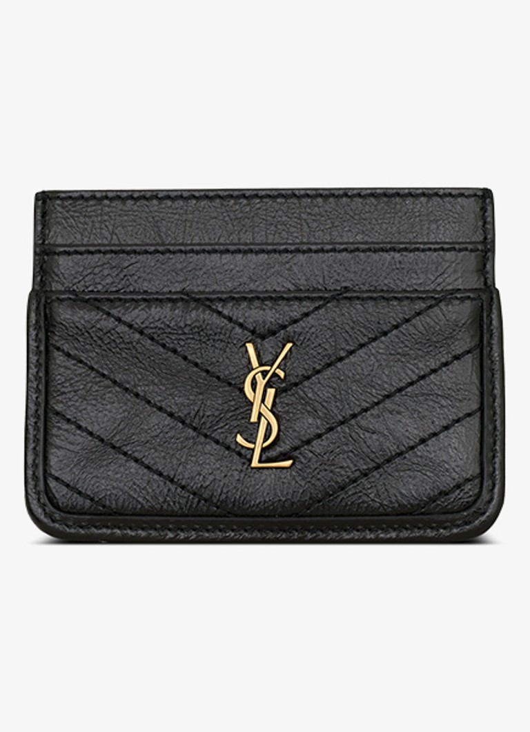 Saint Laurent Dames Niki pasjeshouder van kalfsleer in de kleur Zwart