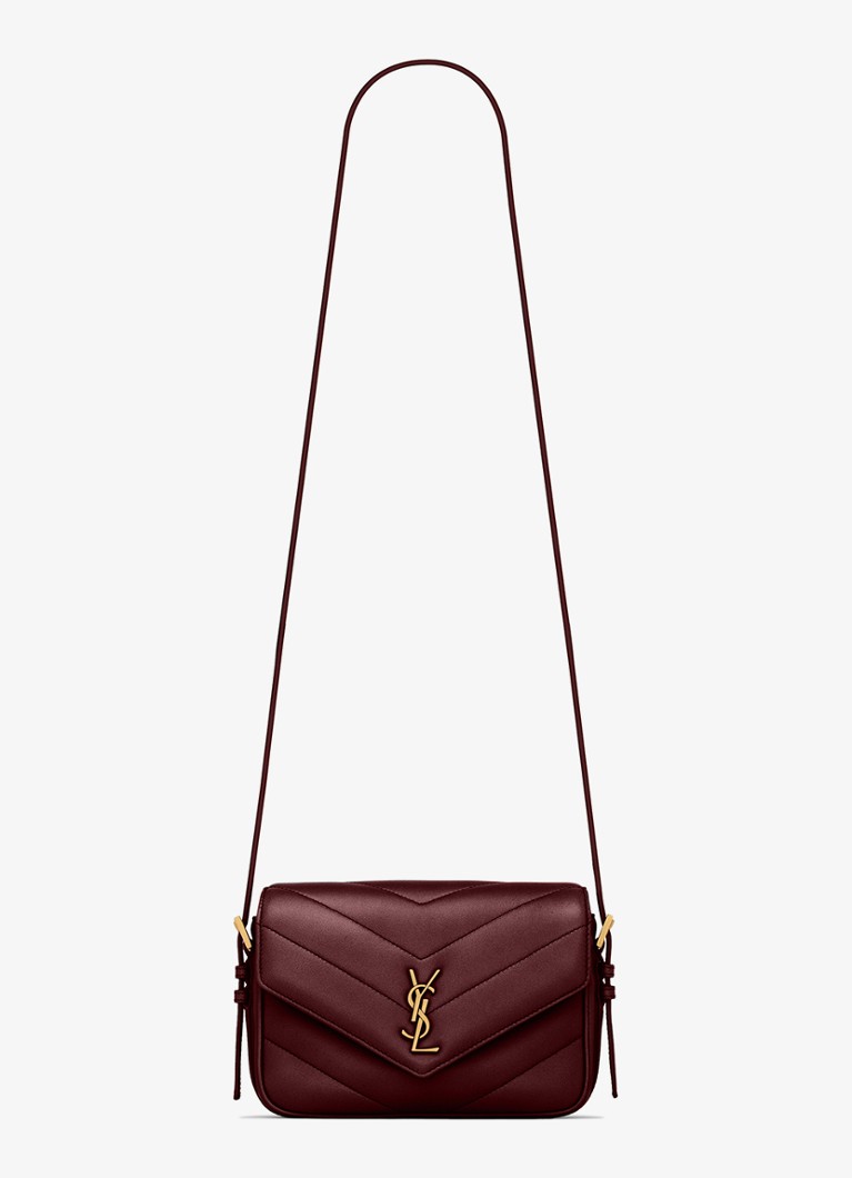 Saint Laurent Dames Loulou Toy crossbodytas van lamsleer in de kleur Donkerrood