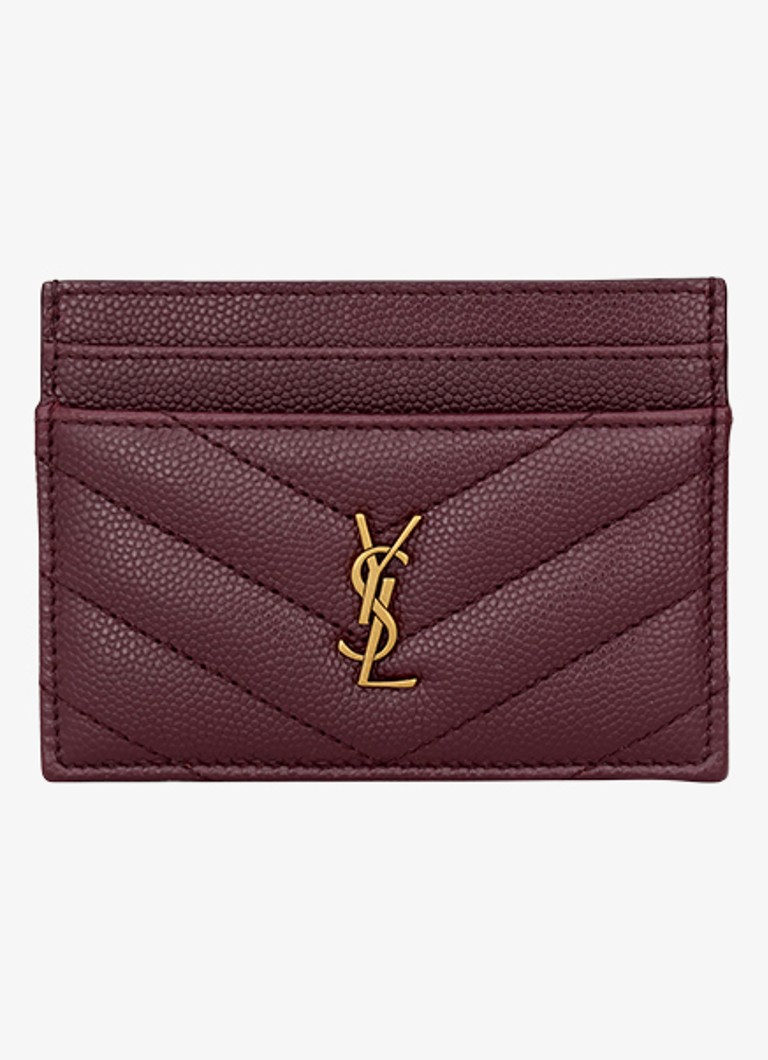 Saint Laurent Dames Cassandre pasjeshouder van kalfsleer in de kleur Donkerrood