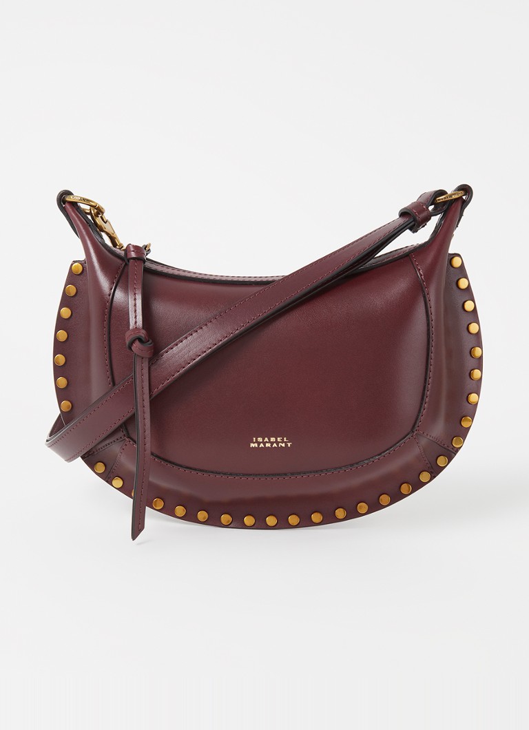 Isabel Marant Dames Oskan Moon schoudertas van leer met studs in de kleur Bordeauxrood, maat: ONE SIZE