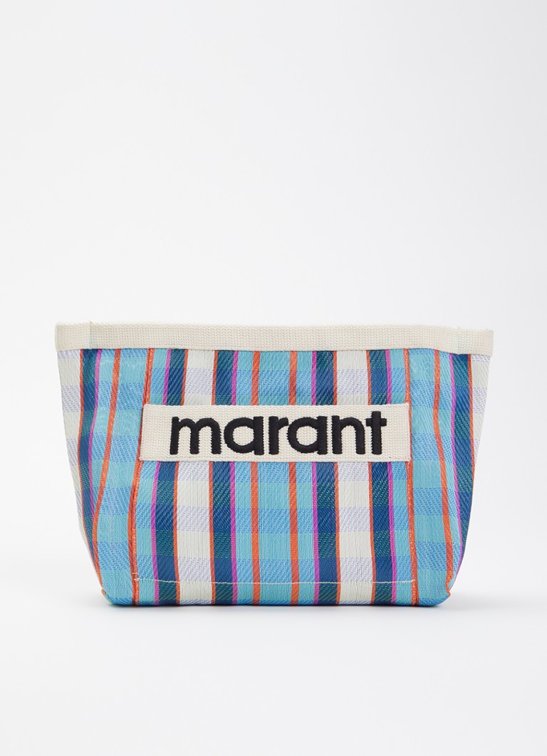 Isabel Marant Powden etui met ruitdessin en logo Blauwgrijs - Deal